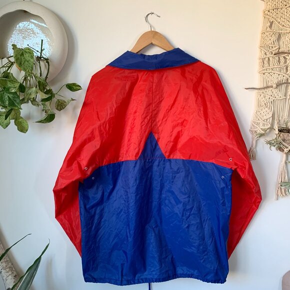 Vintage K-Way Technical Windbreaker Coat Jacket Two Tone Red Blue Fanny Pack - Picture 2 of 16